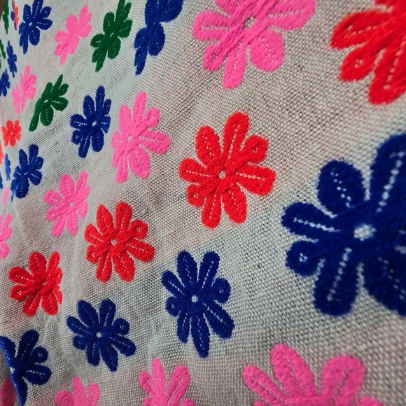 Never Fully Dressed Women 8 Multi Flower Trouser Pink Blue Embroidered Flare - Picture 8 of 12